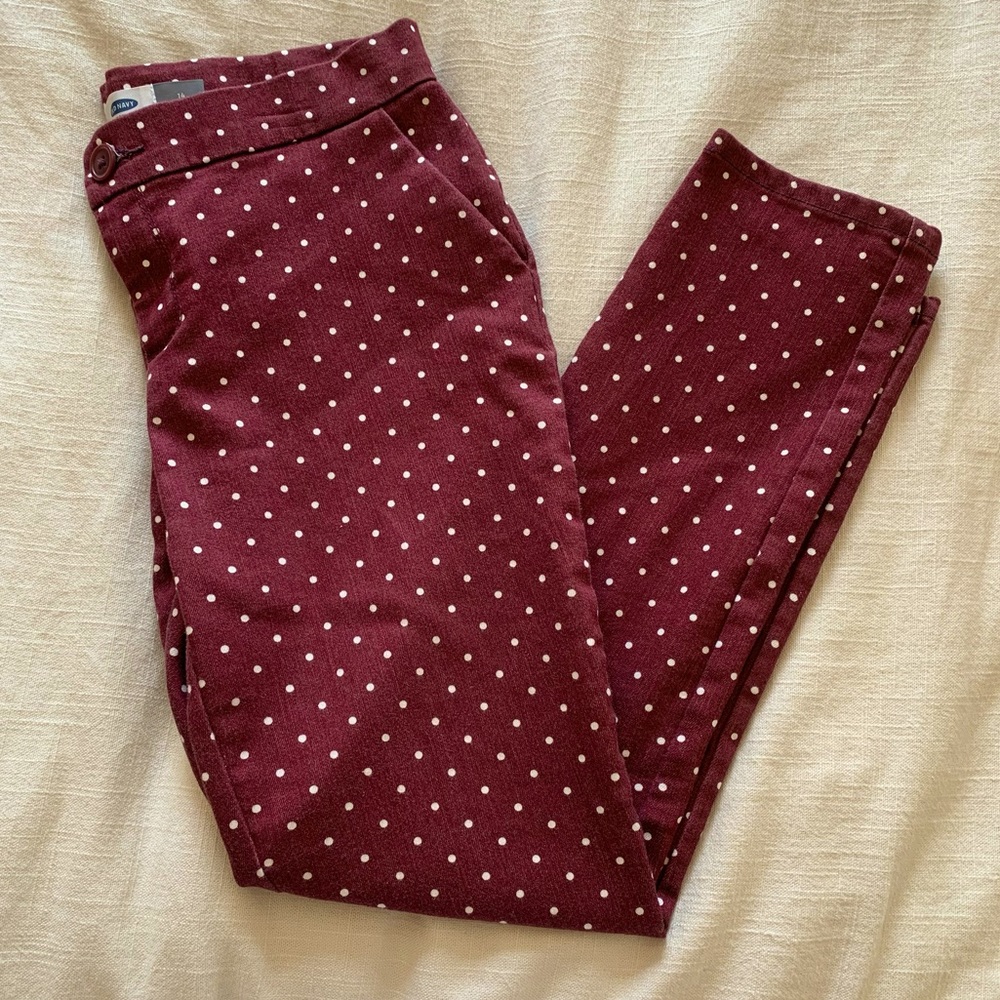 Old Navy slim crop pants SZ girls 14 burgundy